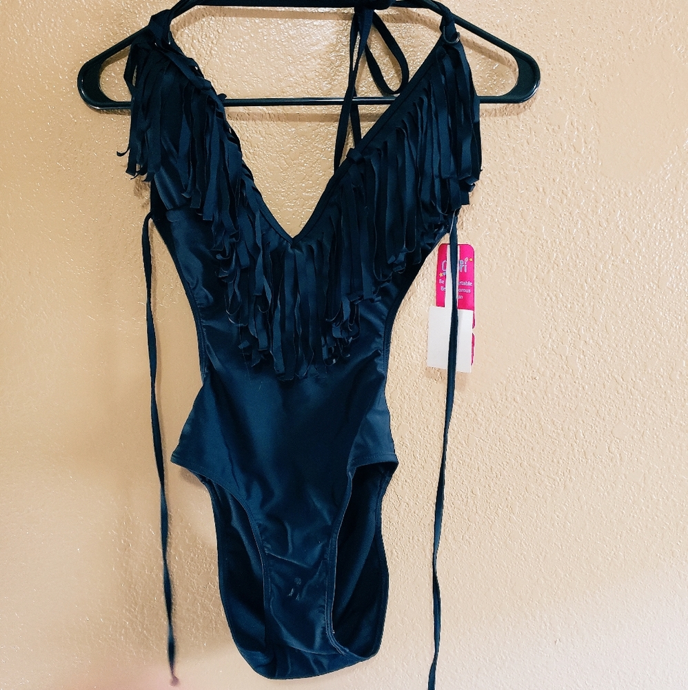 Black Tasseled One Piece Suit